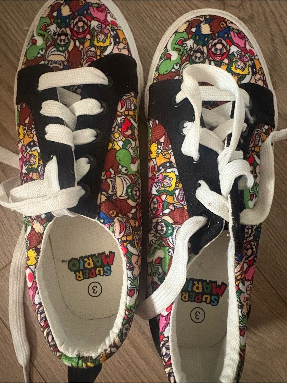 Kids Colorful Super Mario Print Sneakers - White Laces